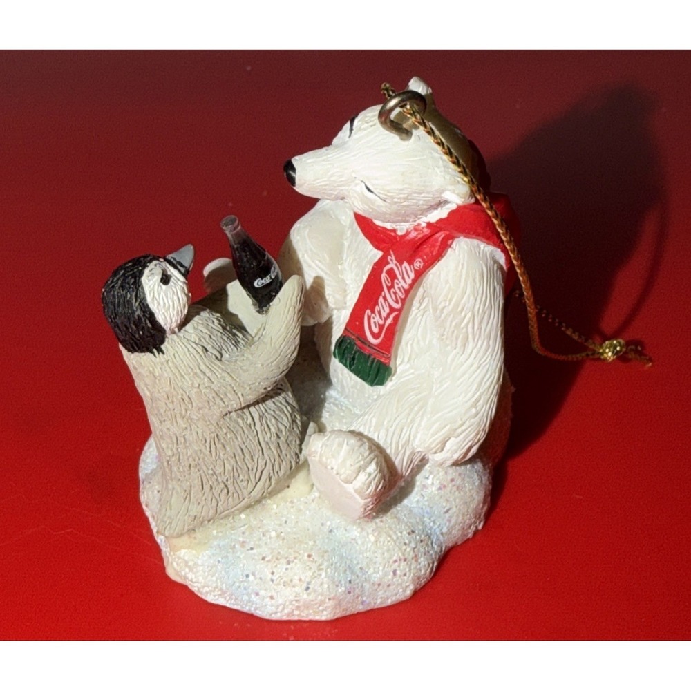 Vintage Coca Cola Polar Bear Penguin Arctic Christmas Ornament